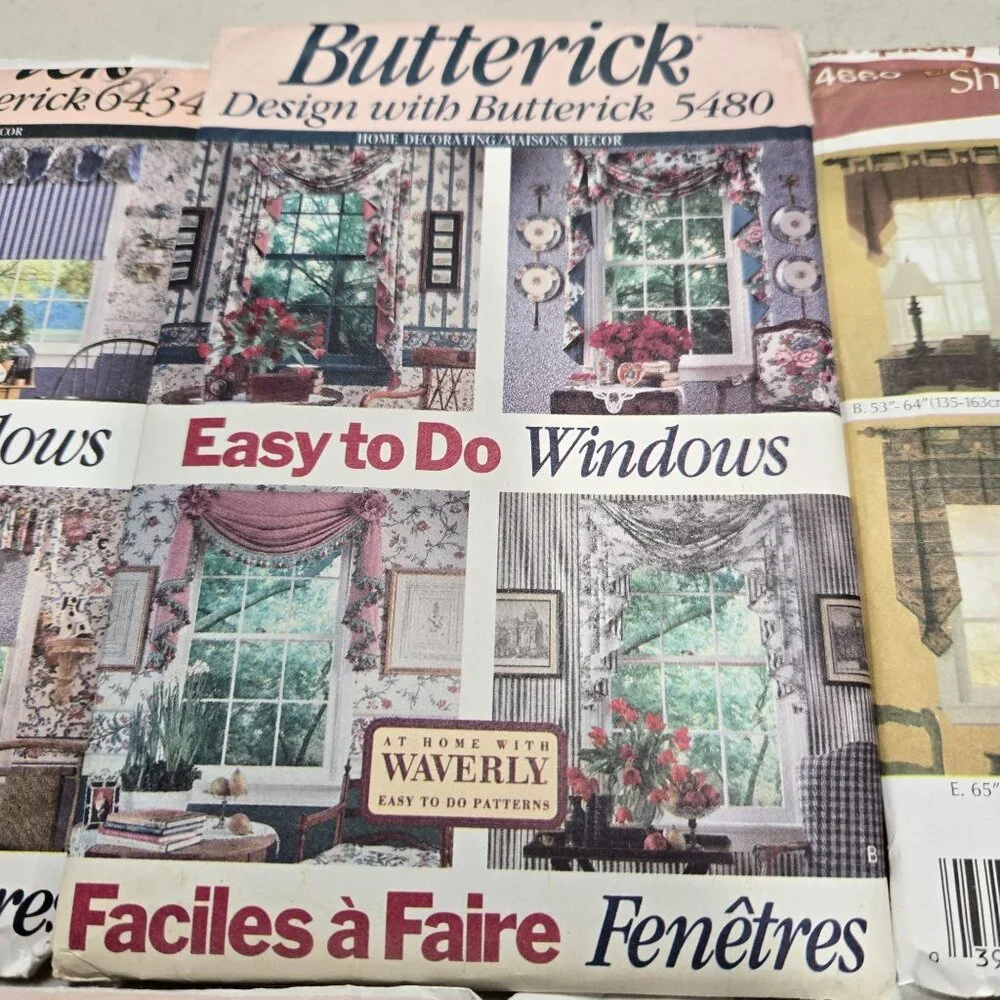 Simplicity 4660/5050 Butterick 6434/5480/5349 Sewing Patterns window treatments